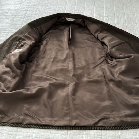 Pronto Uomo Sport Coat Blazer 40R 100% Wool Brown Micro Check - Picture 12 of 13